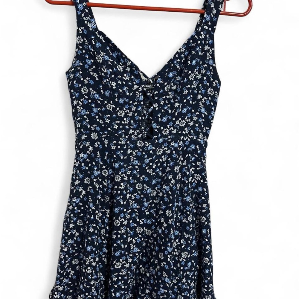 Lulu's Navy and Light Blue Floral Dress